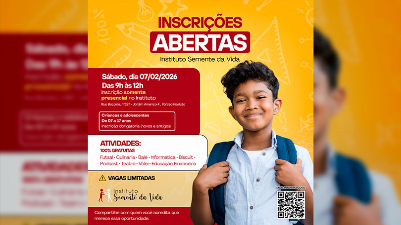 inscrições semente da vida 2026